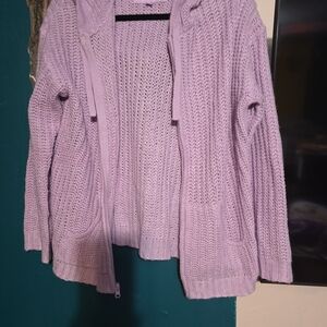 DC Women's Lavender Cardigan Sweater With Hood